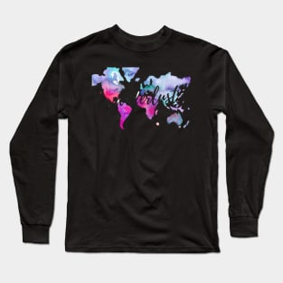 Wanderlust Watercolor Map Long Sleeve T-Shirt